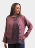 Adele Jacket, shown in Berry Yarn Dye, worn over the Layer Tank (in Blueberry Stripe).  Modeled by Lola (one of our staff members), 5'9" tall, wearing FLAX size Small.