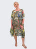April Dress, shown in Olive Picasso.  One size fits most.