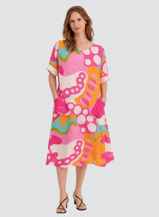 April Dress Reef Fuchsia
