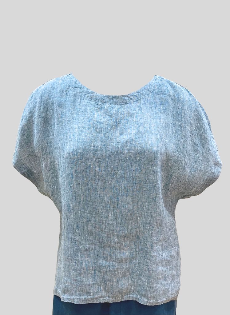 Back Slit Tee, shown in Dark Teal Yarn Dye, size Small.
