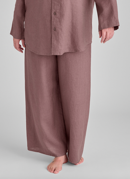 Box'd Down pajama pant, shown in Mauve, size Medium on 5'9" model.