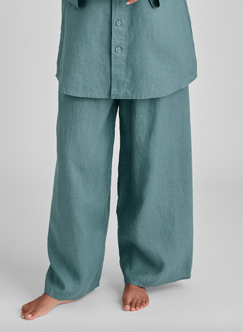 Box'd Down pajama pant, shown in Patina, size Small on 5'9" model.