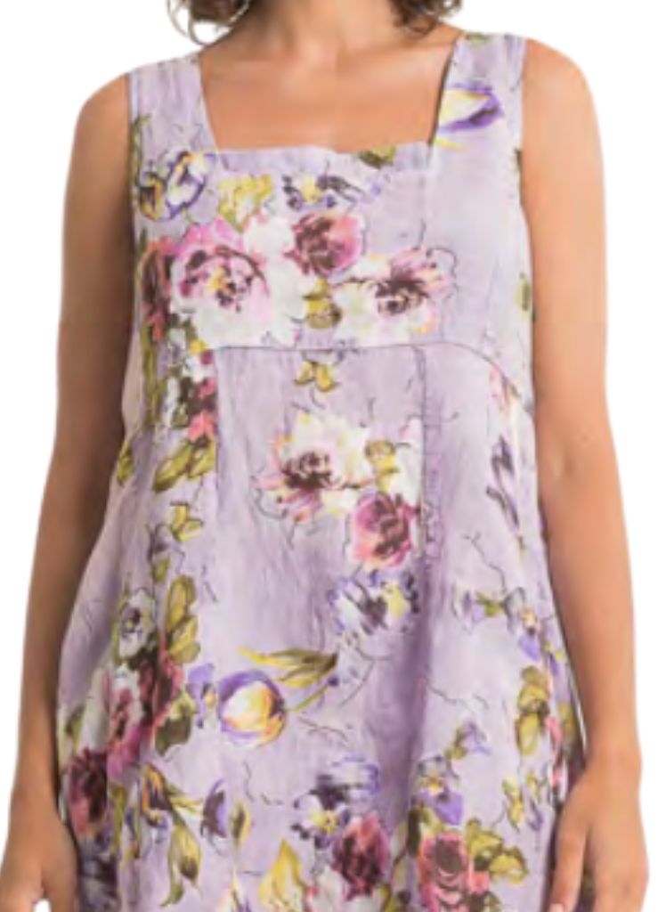 Featuring a square neckline, wide shoulder straps, and an empire waist.