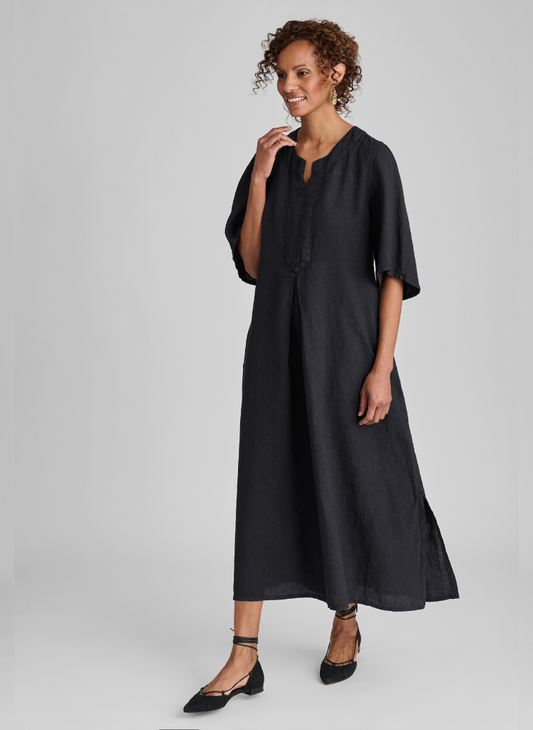 Caftan Dress, shown in Black, size Small.  Model is 5'10" tall.