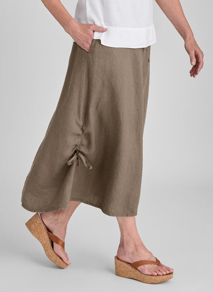 Cinch skirt, shown in Java, size Small.  Model is 5’9” model.