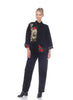 Moonlight Jacket CM65, shown in Asian Garden, size Small.  Paired with a solid Black Dress or outfit.