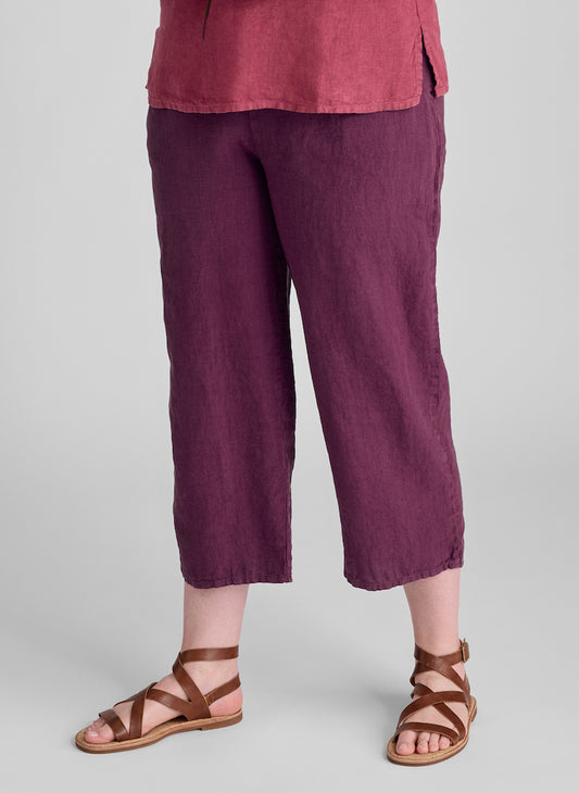 Floods, shown in Mulberry, size Medium on 5'9" model.