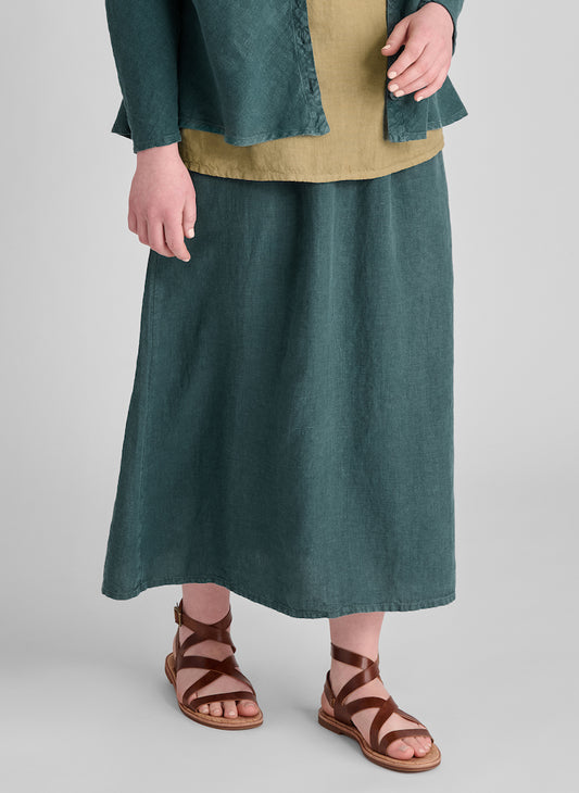 Go-To Skirt, shown in Evergreen, size Small on 5'9" model.