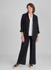 Kates Blazer (Black) layered over the RSVP Tank (White), paired with the Flowing Pant (Black).  Model is 5'9" tall, wearing size Small.  100% European Linen.