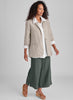 Kate's Blazer (Natural) + Bias Back Shirt (White) + Vented Cuff Pant (Petrol).  Model is 5'9" tall, wearing size Small.  100% European Linen, Machine Washable.