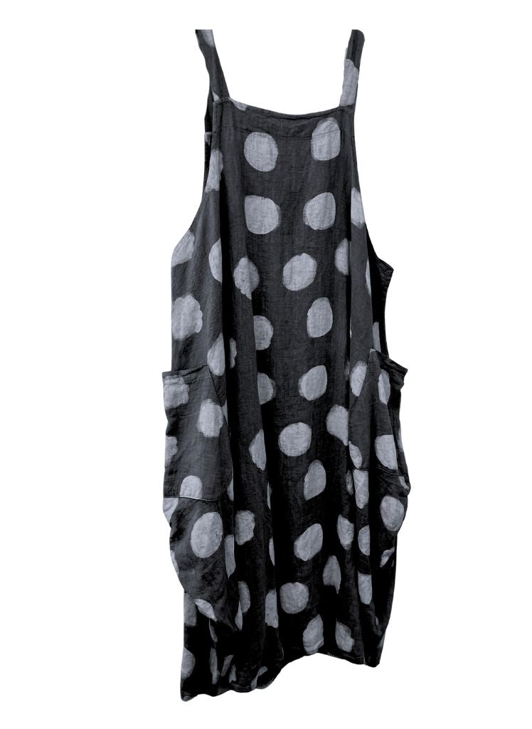 Sleeveless Dot Dress, shown in Black. one size.