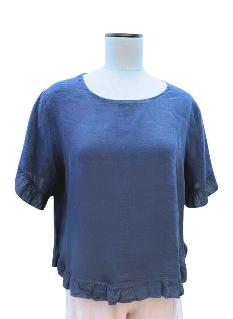 Ruffled S/S Top 9178 * Solids or Stripes * Lia