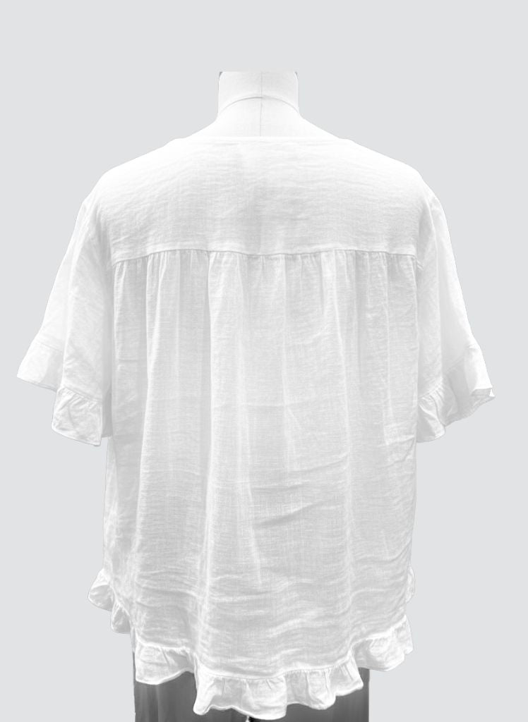 Ruffled S/S Top 9178 * Solids or Stripes* Lia