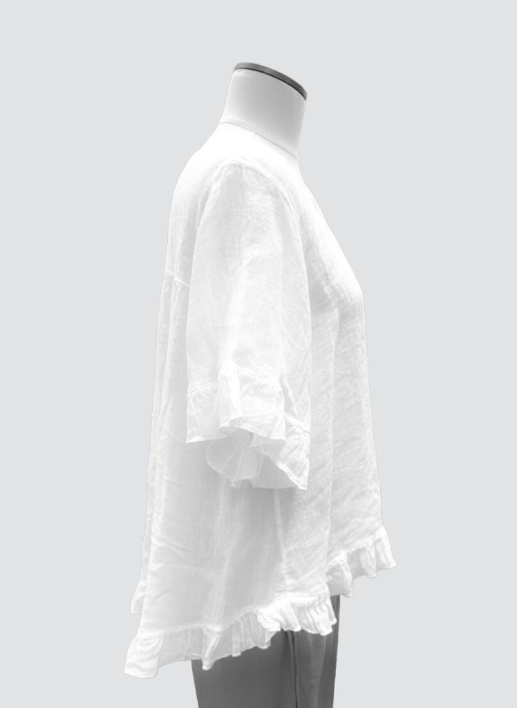 Ruffled S/S Top 9178 * Solids or Stripes* Lia