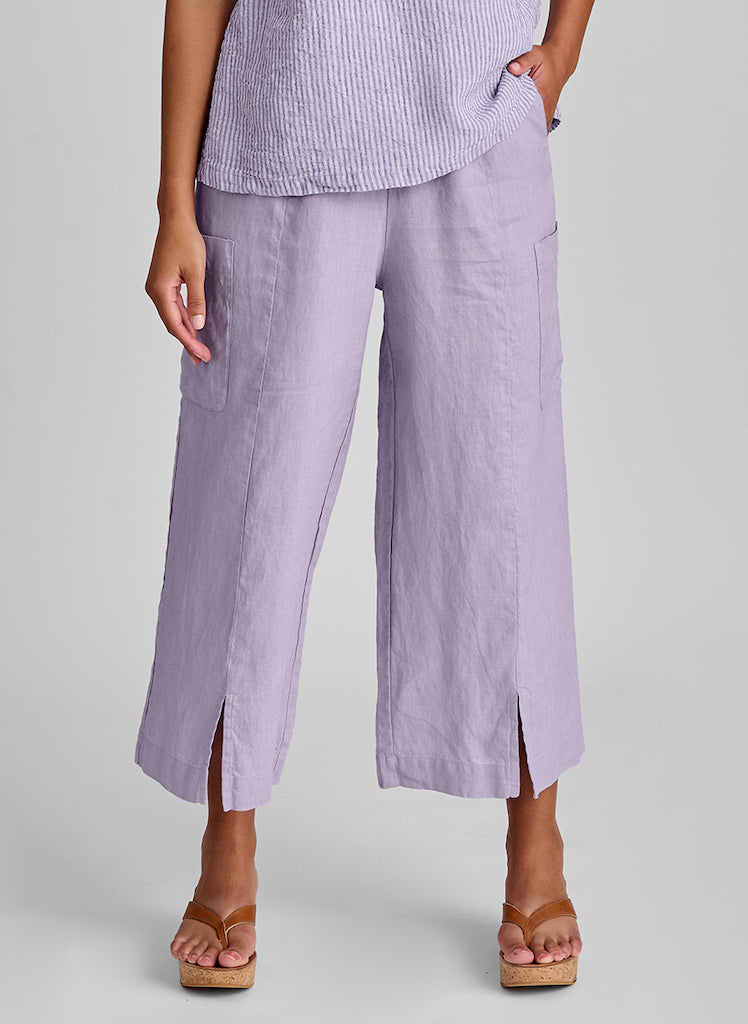 Modern Floods - ankle length linen pant with cargo pockets and hem