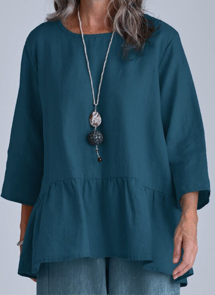 Peplum Tunic, shown in Dark Teal, size Small.