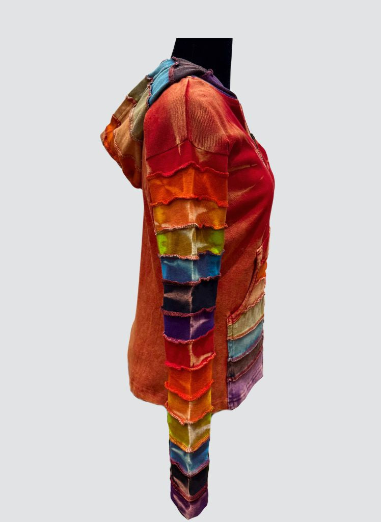 Hooded Jacket, shown in Red Multi.  Featuring the side view.