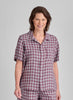 Recamp top, shown in a fun multi-color Plaid, size Small.  100% Handkerchief-weight European Linen.