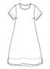 Roadie Tee Dress, detailed sketch shown. Round neckline, Short sleeves with wide hem finish, Cut on the bias in the back, with top yoke and center seam detail, bust darts for shaping, with 2 side seam pockets, wide border with hem slits, lands at the knee (or just below) depending on your height.    100% European Linen. 