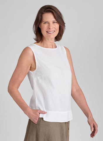 Roadie Top, shown in White, size Small.  100% European Linen, Machine Washable.