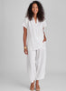 RSVP Tee and Seamly Pant, both shown in White  Model is 5'9" wearing size Small.  100% European Linen