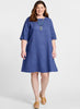 Simple Dress, shown in solid Blueberry.  Model is 5'9" tall, wearing size Medium.