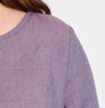Zoom on the 2-toned horizontal Blueberry Stripe fabric.