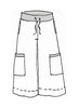 Full Time Pant, detailed sketch shown.  Shaded areas (waistband and trim on pockets) represent the Cotton Knit.  Rest of pant is 100% Linen.  This is a signature Urban FLAX pant!