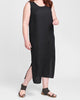 Slipster dress, shown in Black, size Medium.  Model is 5'9" tall.  100% Linen.