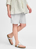Sunshorts, shown in solid Silver. 100% Linen, Model is 5'9" tall, wearing size Small.