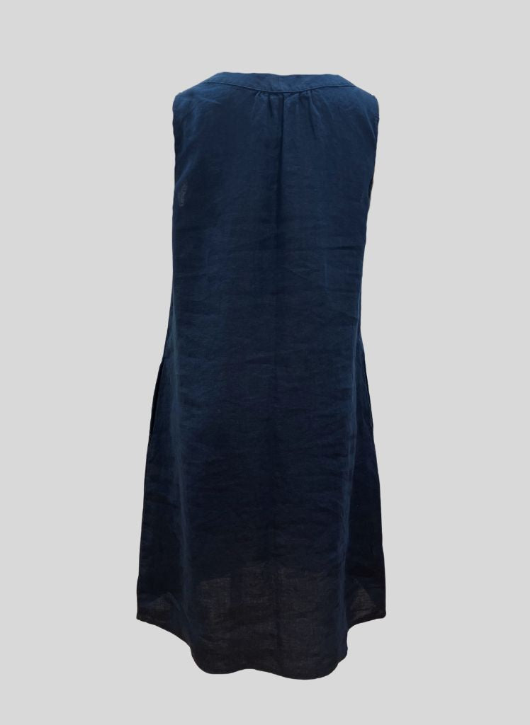 Tao Dress, shown on the reverse, in Midnight (Navy).  100% European Linen.