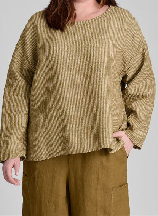 Throw it on, shown in Tobacco Seersucker, size Medium.