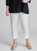 Travel Pant, shown in White. Model is 5'9" tall, wearing size Medium. 100% European Linen, Machine Washable.