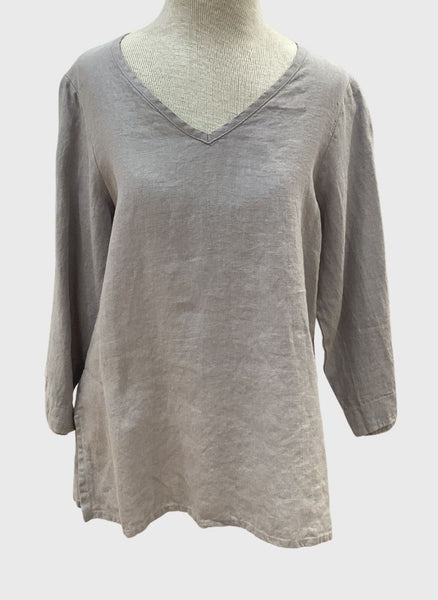 V pullover, shown in solid Silver.