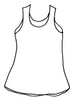 Splaying Tank (detailed sketch shown), a sleeveless linen tank, with a scoop neckline, and a contoured fit throughout, as it is cut on the bias, and a flattering shape that is slightly shorter on the sides, and longer on the front and back, ending just below the hip, with a slight flair. 100% Yarn-dyed Linen, in Women's regular and plus sizes. FLAX Fall Traveler 2021.