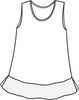 Gauzy Tank, 100% Linen body, with peplum border in lightweight Linen Gauze, with side slits.  Offered in Solid Colors, in Women's regular and plus sizes, FLAX Weddings 2022.
