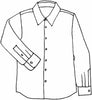 Men's Shirt (sketch shown) - a collared button-down linen blouse, long sleeves with button cuffs and a shirttail hem.