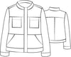 Military Jacket (sketch shown) - lightweight linen jacket with long sleeves, a hidden button closure, two chest pockets, two side pockets, modern seam detail, and a stand up collar.  100% Linen, Machine Washable, Pre-shrunk.