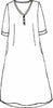 Pure Night Dress (detailed sketch shown) - 3/4 sleeves, a soft v-neckline, button down top, side pockets, shaping seams, and a hi-low hem, finishing mid-length (depending on height), 100% Linen, FLAX de Soleil 2022