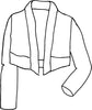 Cropped Cardigan (detailed sketch shown) - an open front linen jacket, with long sleeves that are easy to roll up, a wide hem finish, cropped to land just below the waist, 100% Linen, FLAX Summer Solstice 2021