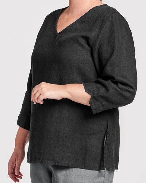 FLAX 100% Linen Women's 3/4 Sleeve Shirt in a Large (14-18)