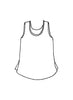 Fundamental Tank (detailed sketch), a sleeveless 100% linen tank, with a scoop neckline, ample shoulder coverage, finishing on the hip with adorable side slits.
