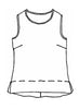 Roadie Top, detailed sketch.  sleeveless tank with a high rounded neckline (more like a boat neck), wide bust darts for shaping, center seam on the back, and a wide hem finished with side slits.