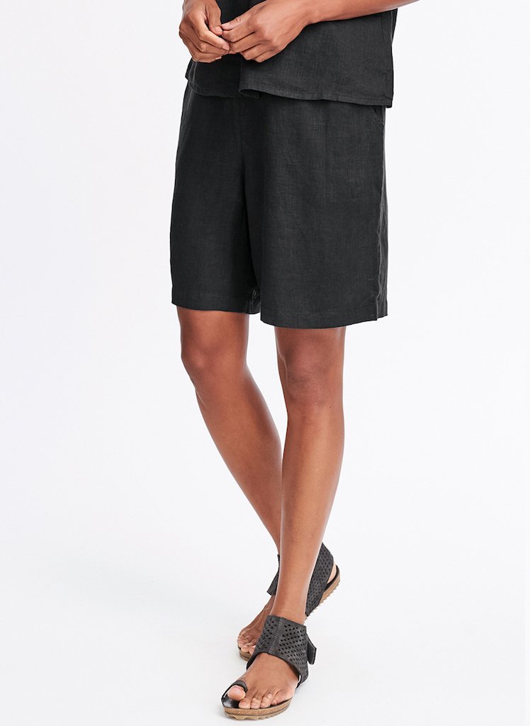 Lucky Brand 100% Linen Solid Black Shorts Size S - 70% off