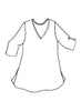 V Pullover (sketch), 3/4 sleeve linen top with a v-neckline and side slits, in 100% Linen, solid colors.
