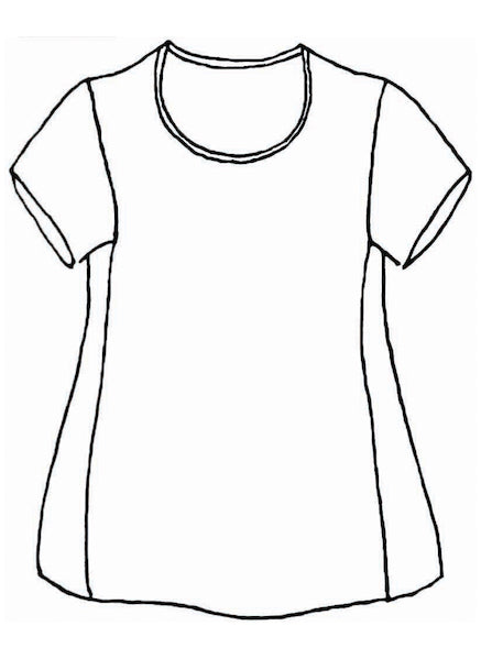 Weightless Tee (Sketch), scoop neckline, cap sleeves, A-line shape with side panel detail on either side.  100% European Linen.