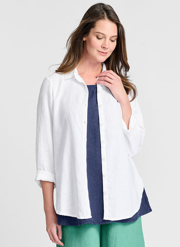 Roll Neck Linen Top, Drop-shoulder Linen Blouse, Linen Top With Side Slits,  Pleated Linen Blouse, Fashionable Linen Blouse ÉCLAIR 