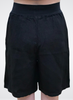 Linen Walking Short, shown in Black (size Small), featuring the Wide Cotton Knit Waistband and side pocket detail