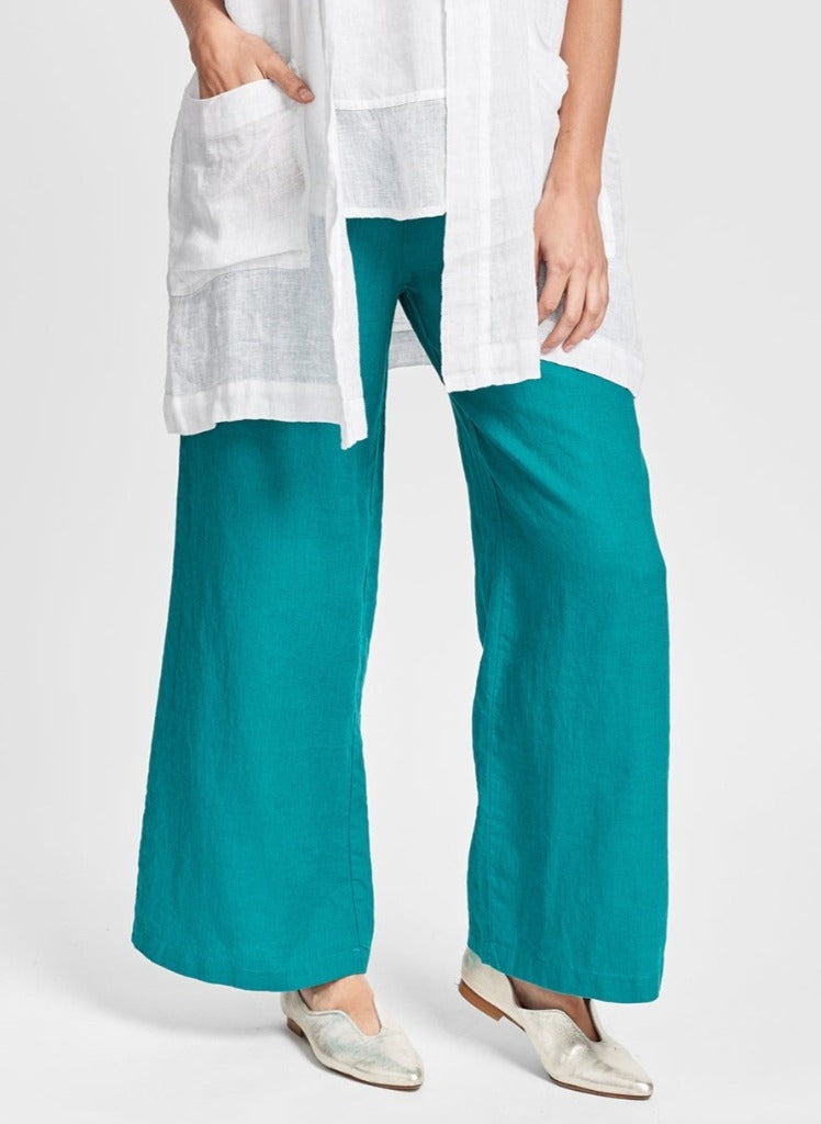 Linen palazzo pants in various sizes and colors