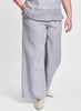 Flowing Pant (shown in Platinum), Model is 5'9" tall, wearing size Medium.  100% Linen, In Solid Colors, Women's regular and plus sizes, FLAX Weddings 2022.